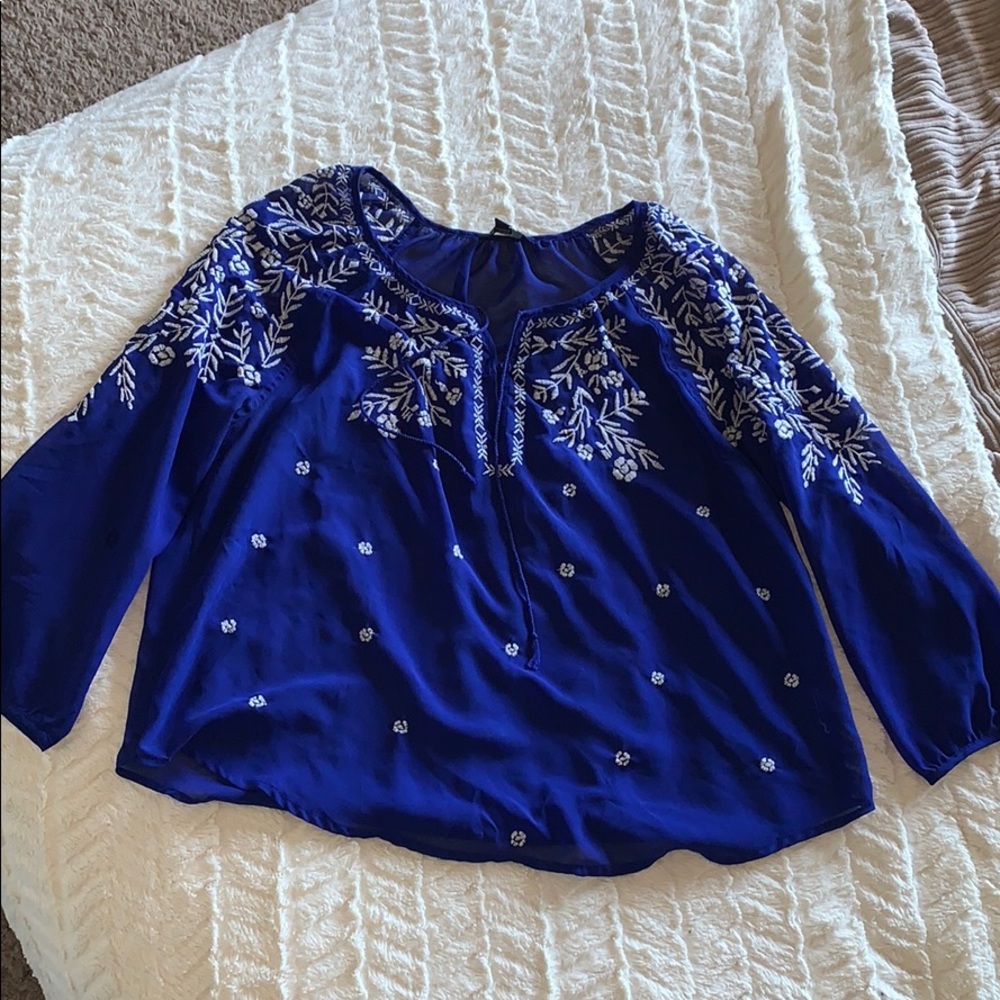 Royal blue American Eagle sheer  blouse
